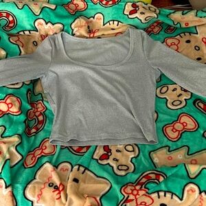 cute shein oval neck long sleeve crop top